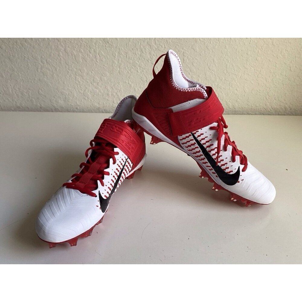Nike Alpha Menace‎ Pro 2 MID Football Cleats White Red BV3945-105 Men’s Sz 14